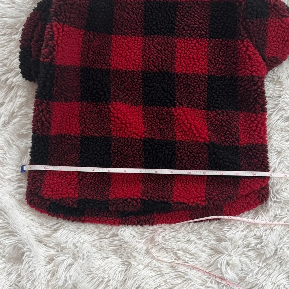 Heart to Tail Red & Black Holiday Buffalo Plaid Front Zip Dog Sherpa Jacket